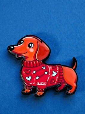 Adorable Dachshund Enamel Brooch - Charming Dog Pin